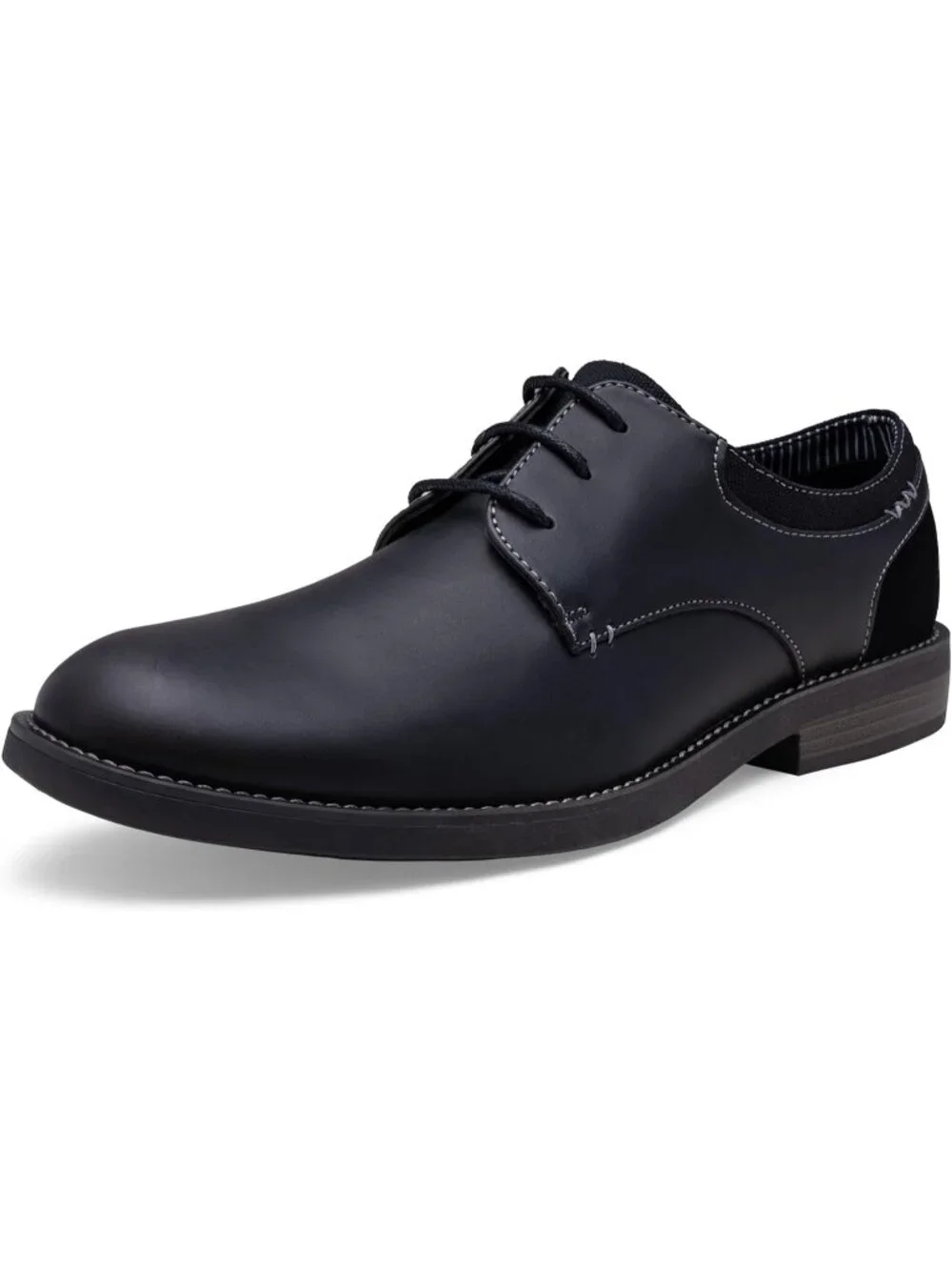 Men's Dark Black Faux Leather Casual Dress Shoes Retro Business Classic